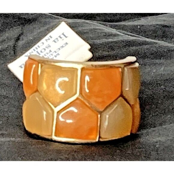 Lia Sophia Honeycomb Fall Color Ring Size 7 Antique Gold Chunky NWT - Picture 9 of 11